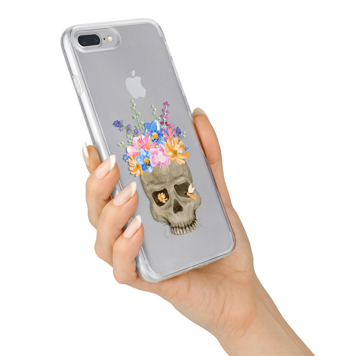 Halloween Flower Skull iPhone 7 Plus Bumper Case on Silver iPhone Alternative Image