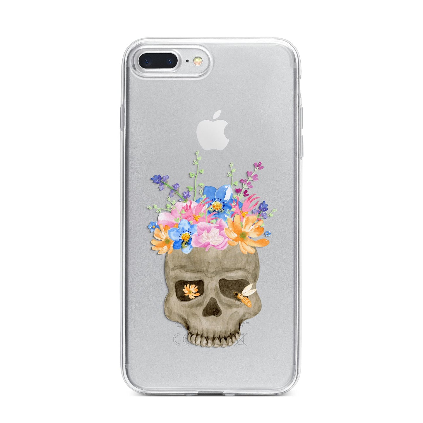 Halloween Flower Skull iPhone 7 Plus Bumper Case on Silver iPhone