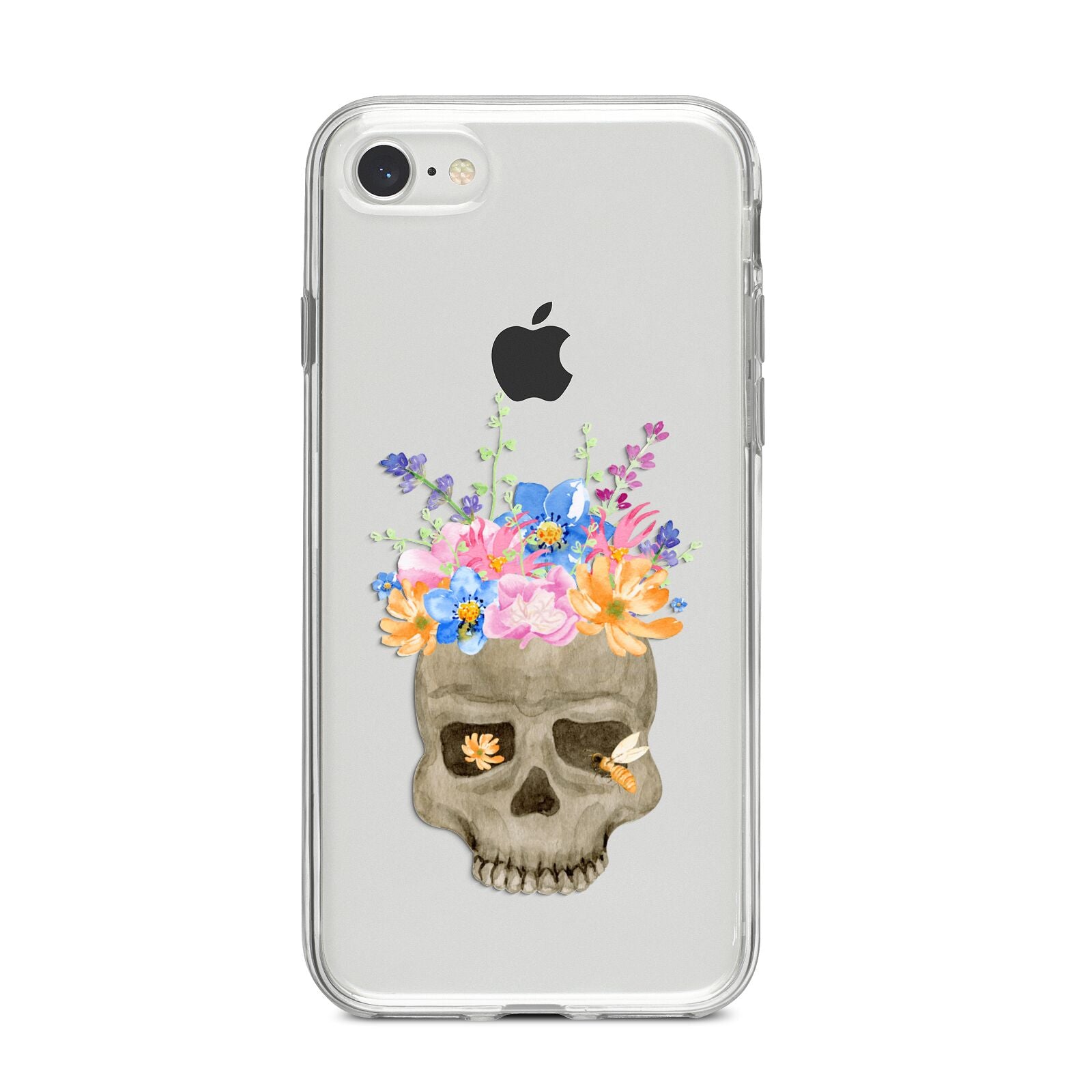 Halloween Flower Skull iPhone 8 Bumper Case on Silver iPhone