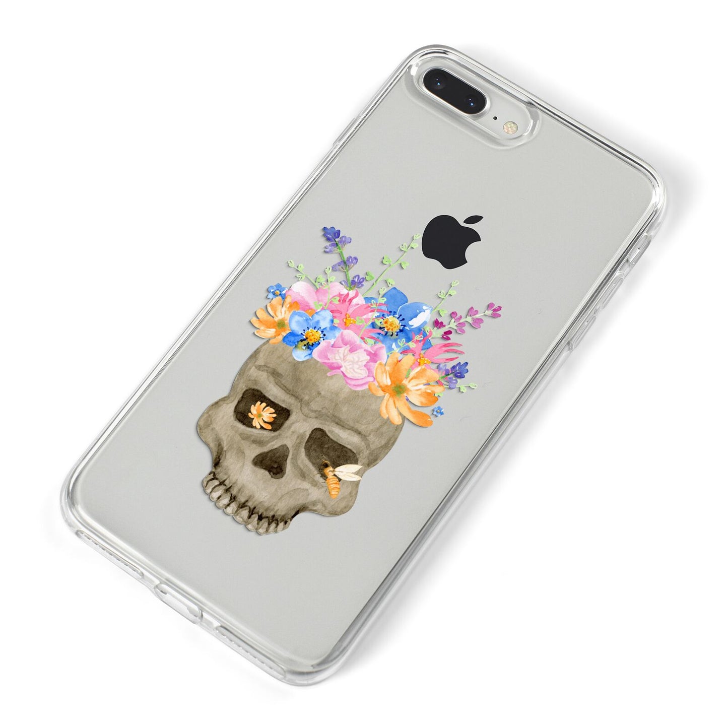Halloween Flower Skull iPhone 8 Plus Bumper Case on Silver iPhone Alternative Image