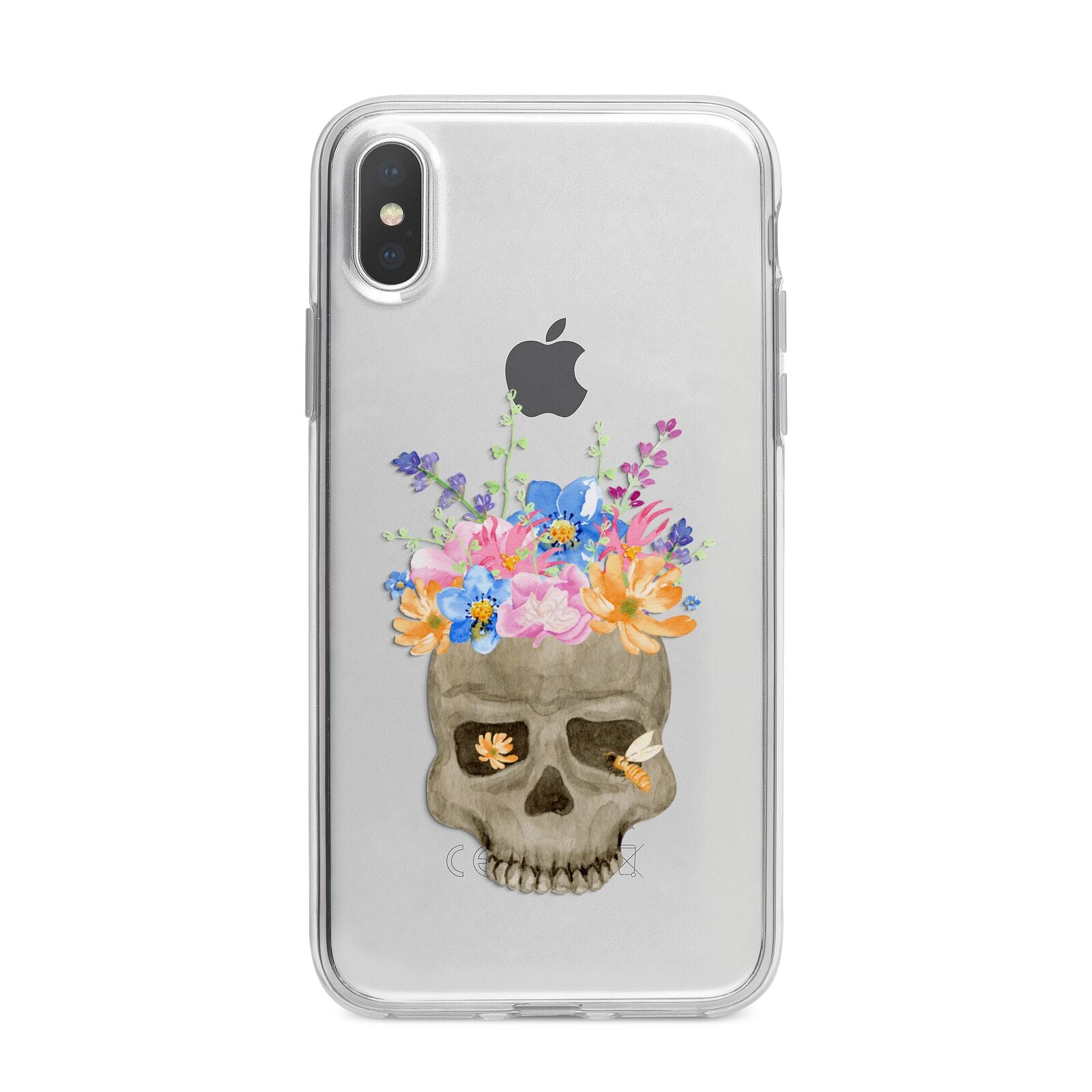 Halloween Flower Skull iPhone X Bumper Case on Silver iPhone Alternative Image 1
