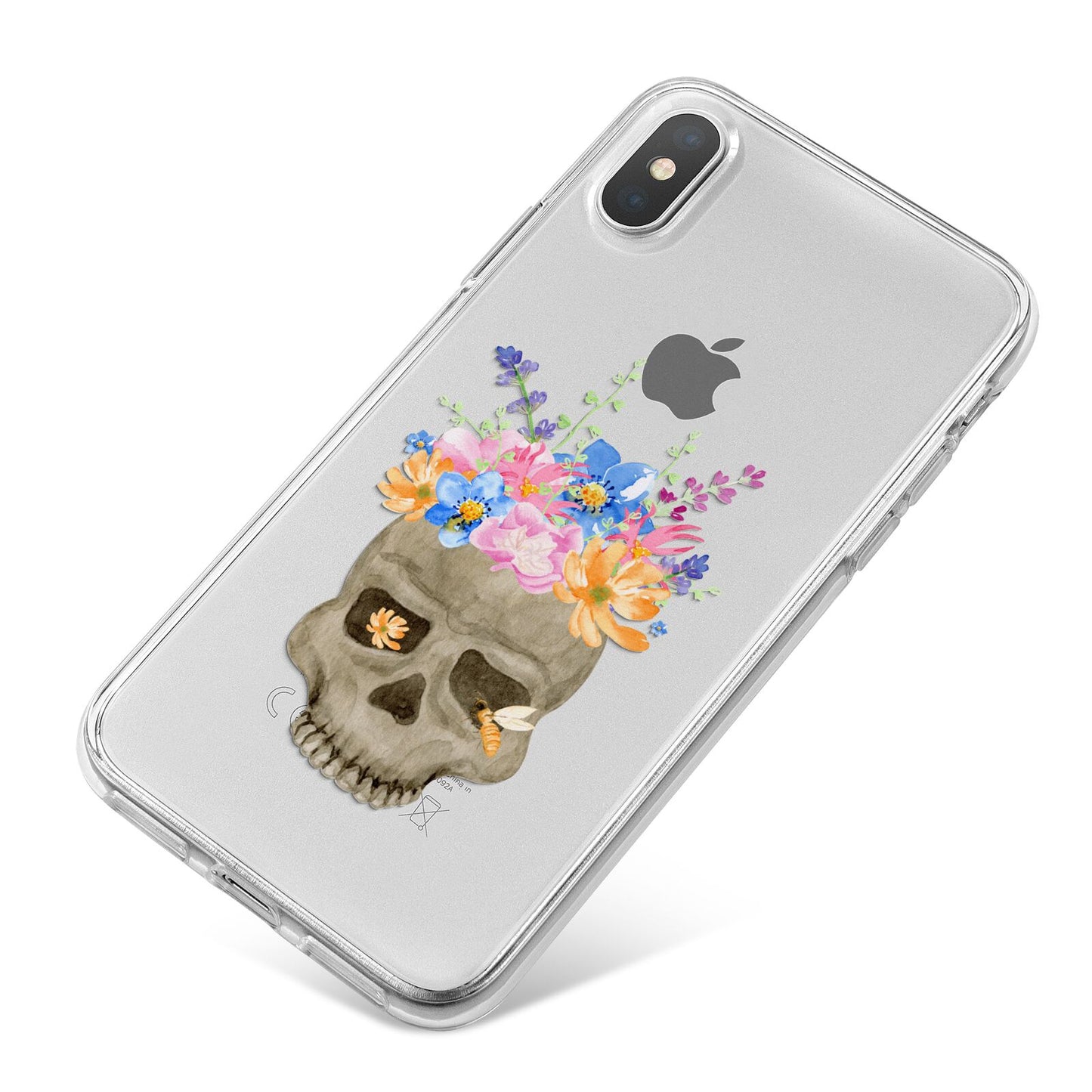 Halloween Flower Skull iPhone X Bumper Case on Silver iPhone