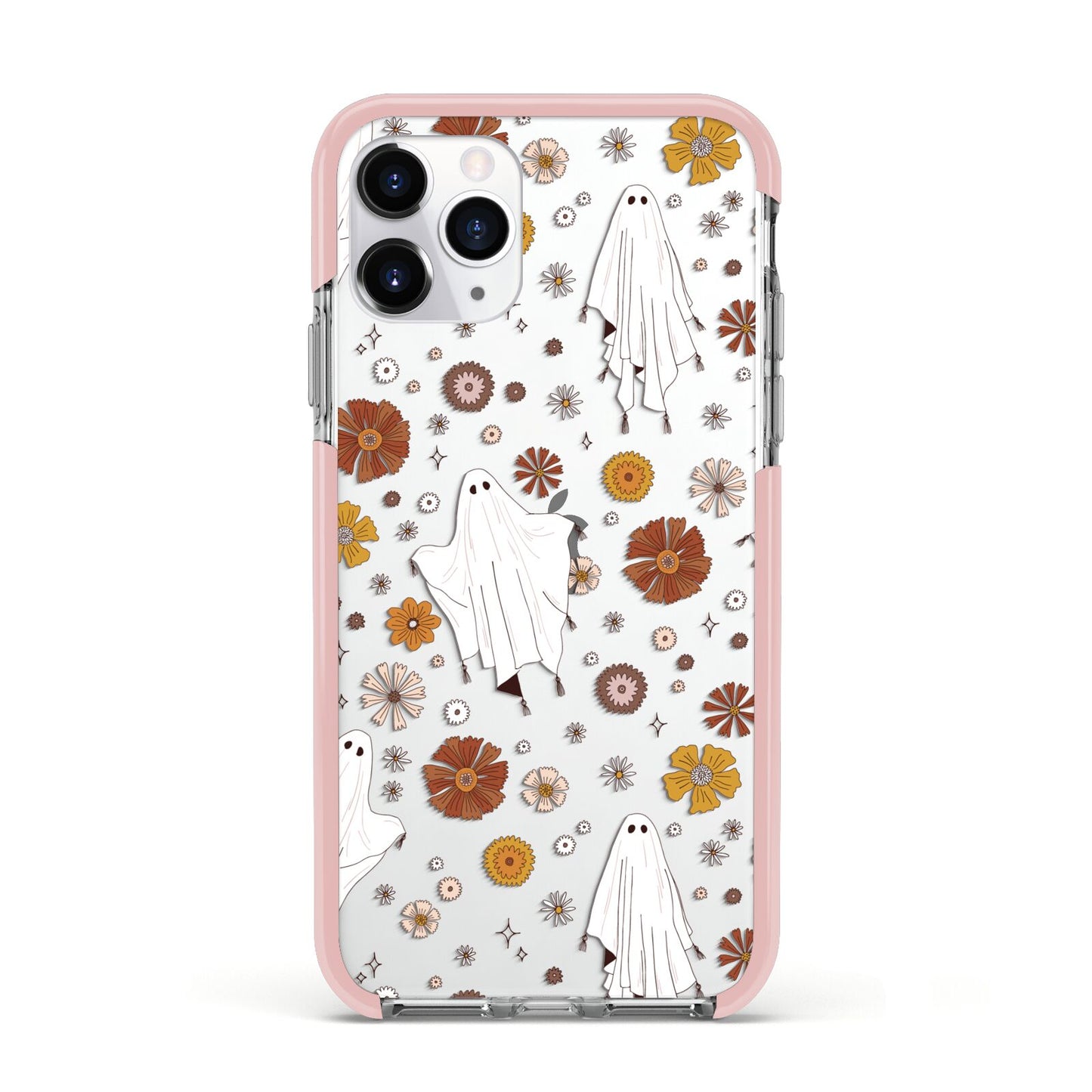Halloween Ghost Apple iPhone 11 Pro in Silver with Pink Impact Case