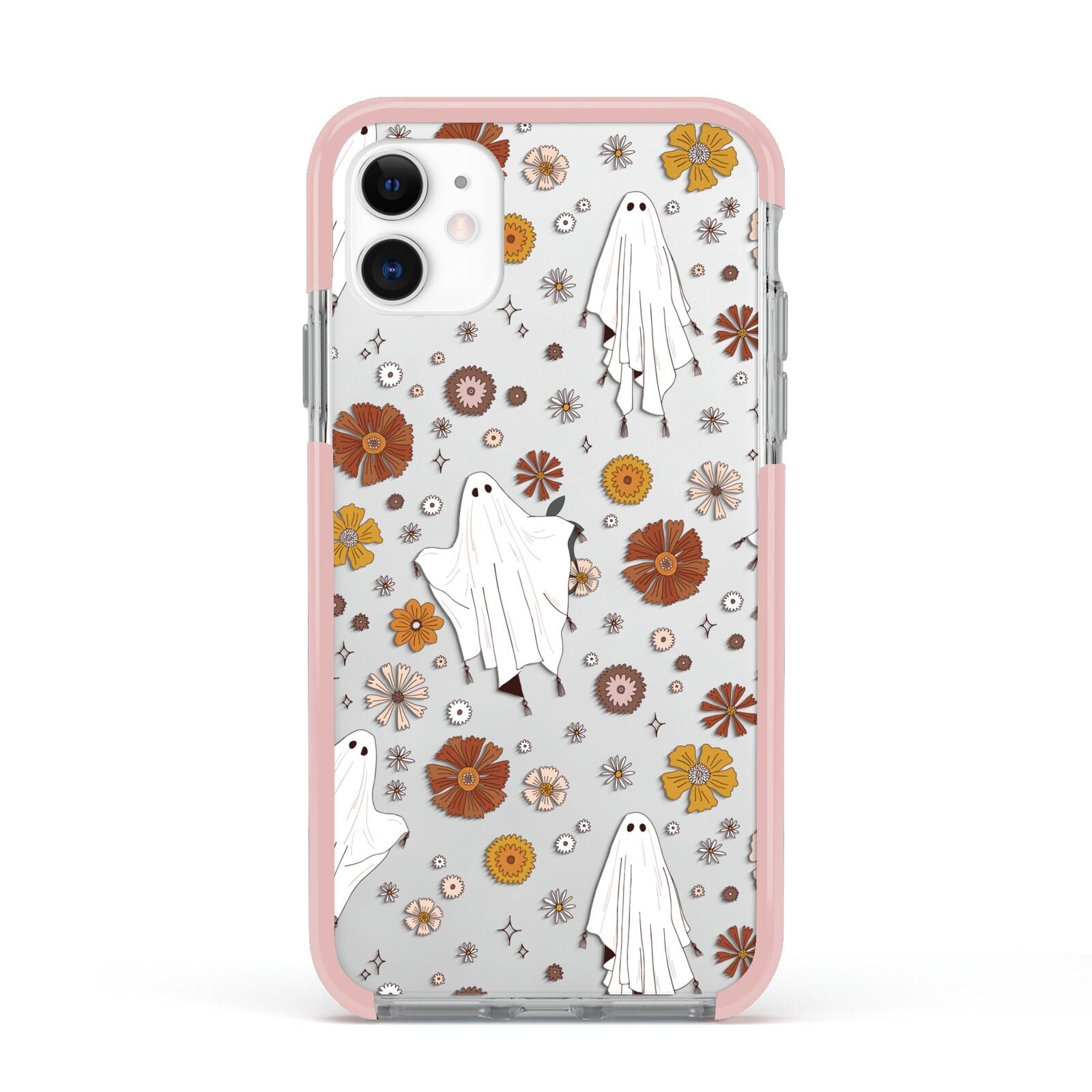 Halloween Ghost Apple iPhone 11 in White with Pink Impact Case