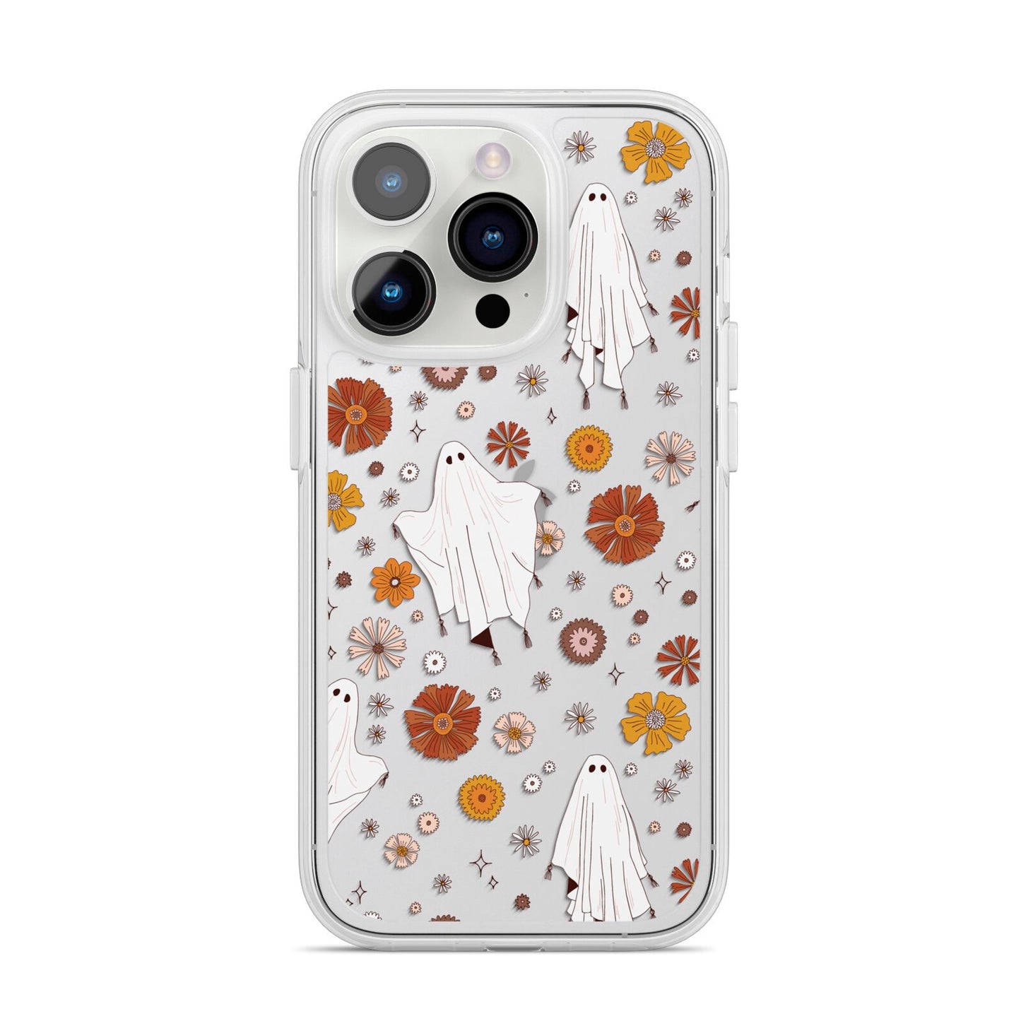 Halloween Ghost iPhone 14 Pro Clear Tough Case Silver
