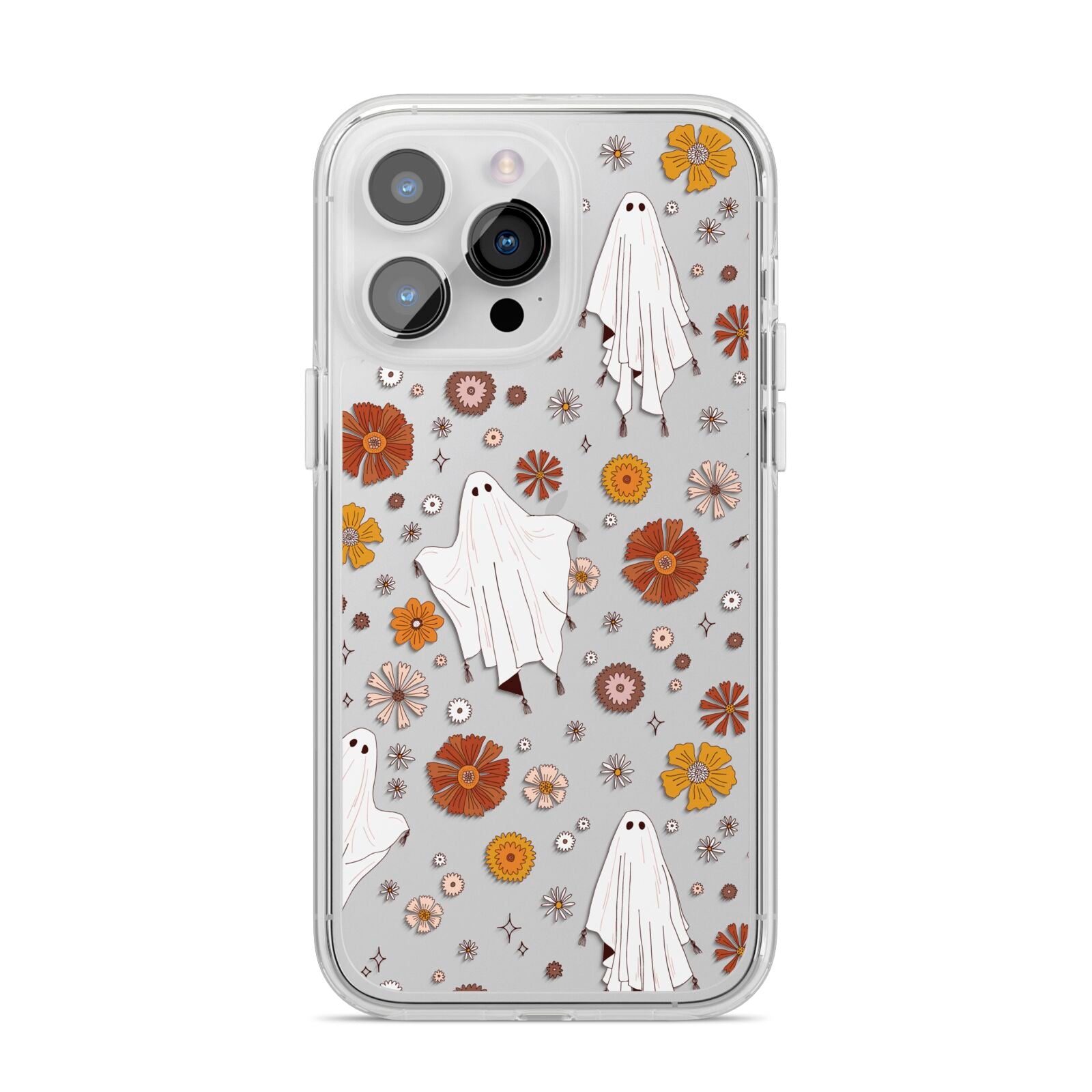 Halloween Ghost iPhone 14 Pro Max Clear Tough Case Silver
