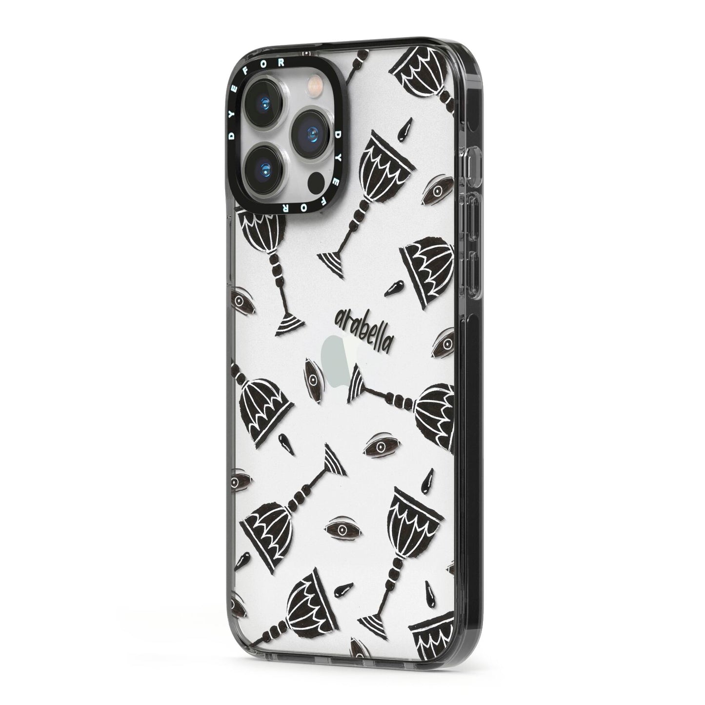 Halloween Goblet iPhone 13 Pro Max Black Impact Case Side Angle on Silver phone