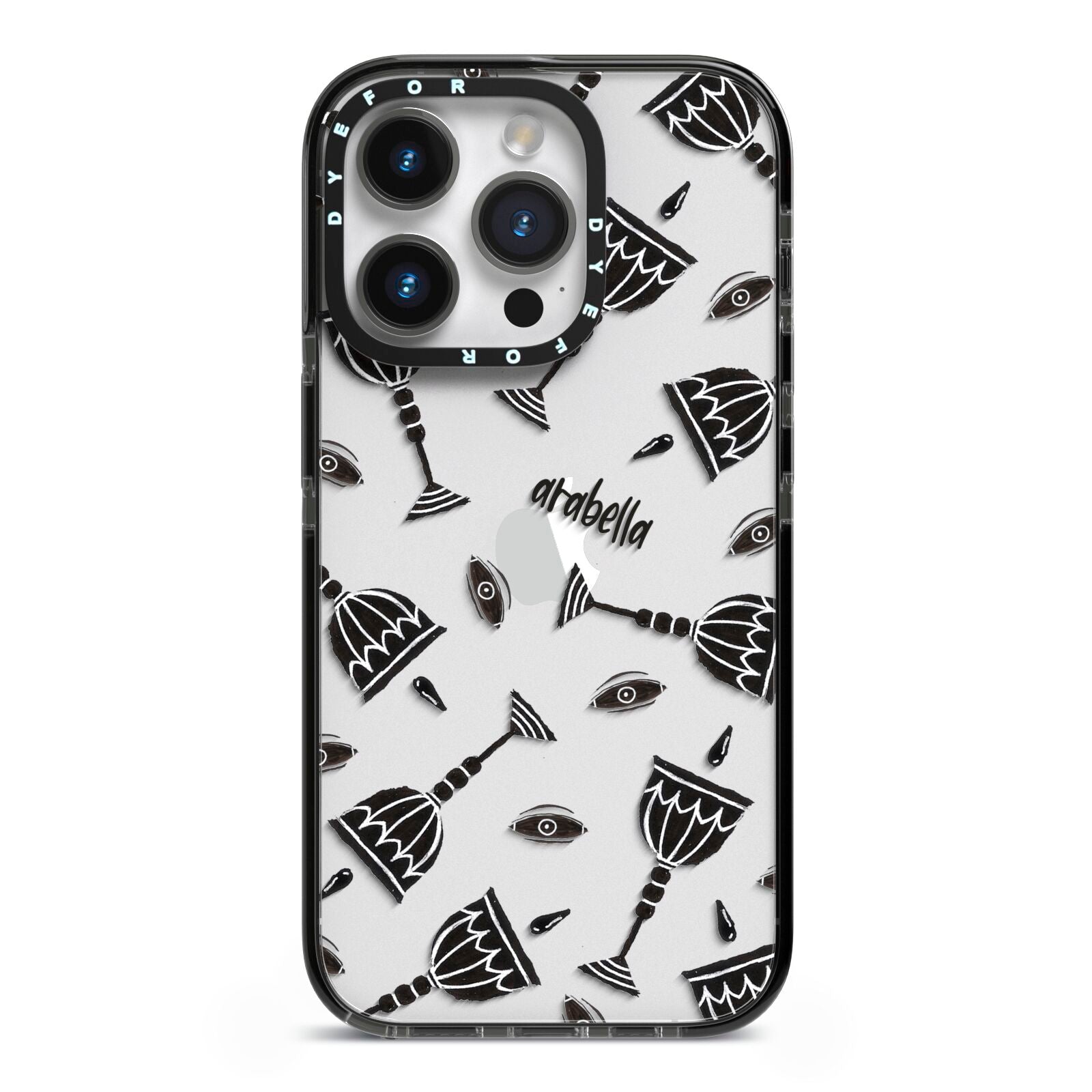 Halloween Goblet iPhone 14 Pro Black Impact Case on Silver phone
