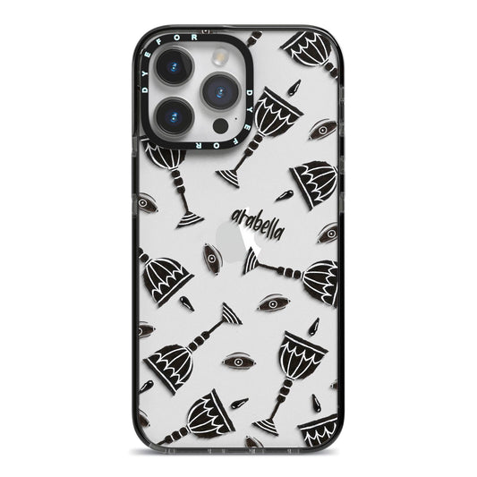 Halloween Goblet iPhone 14 Pro Max Black Impact Case on Silver phone
