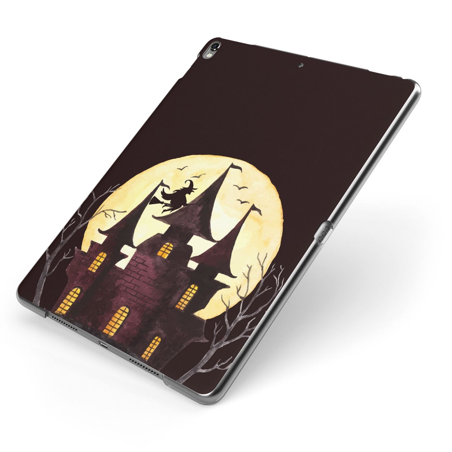 Halloween Haunted House Apple iPad Case on Grey iPad Side View