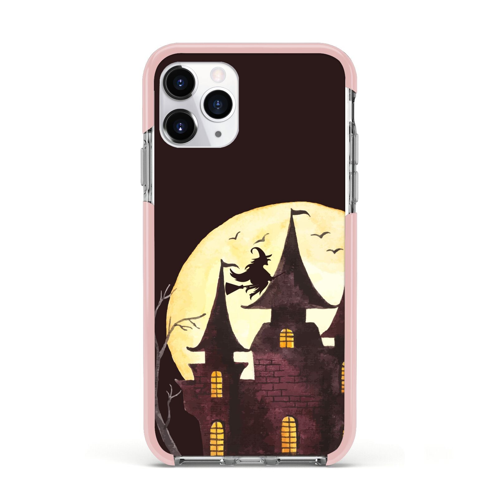 Halloween Haunted House Apple iPhone 11 Pro in Silver with Pink Impact Case
