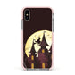 Halloween Haunted House Apple iPhone Xs Impact Case Pink Edge on Silver Phone