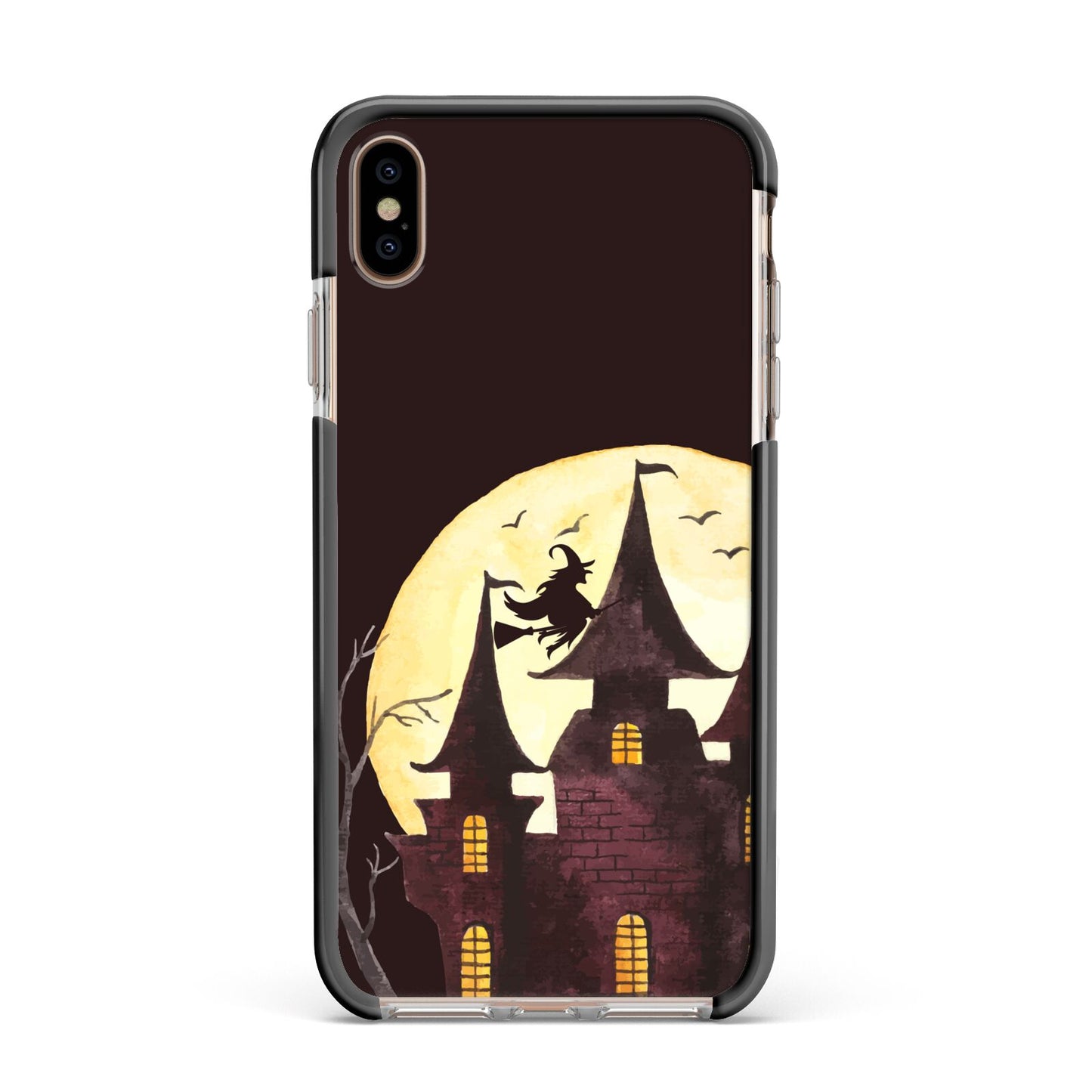 Halloween Haunted House Apple iPhone Xs Max Impact Case Black Edge on Gold Phone