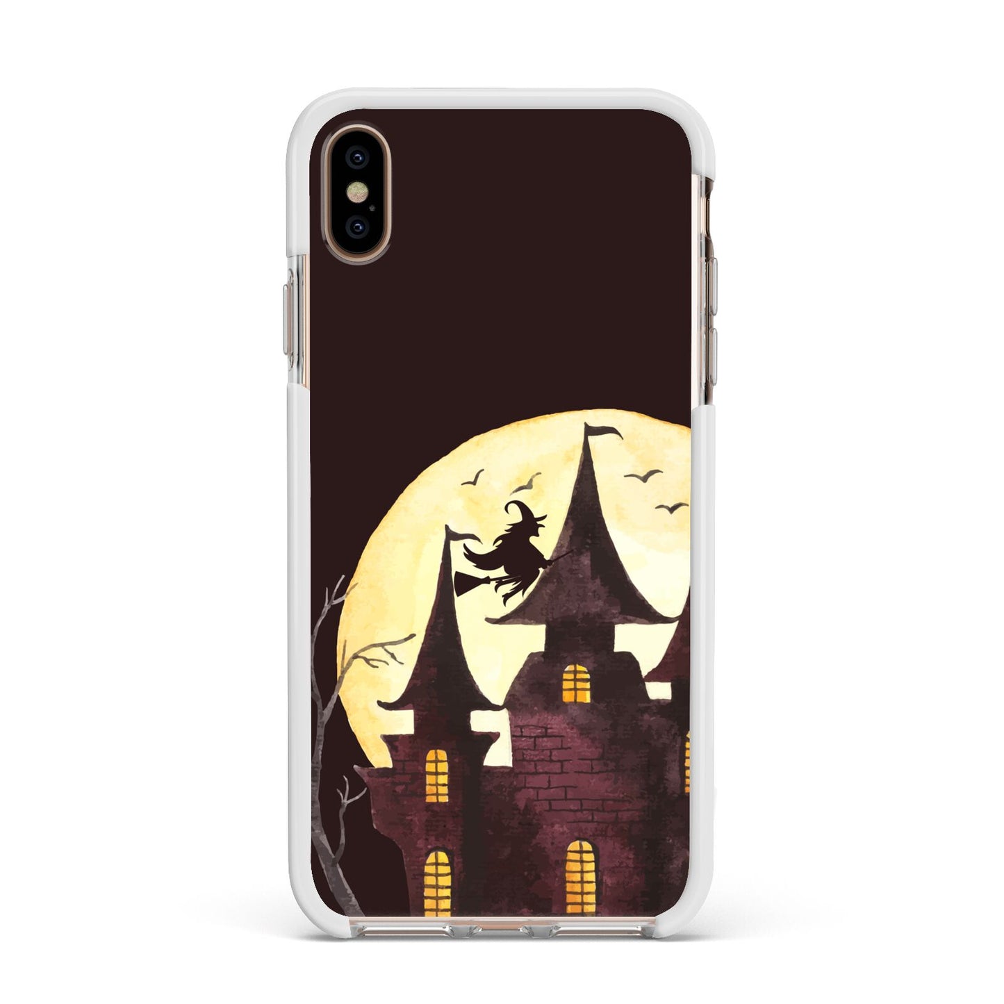 Halloween Haunted House Apple iPhone Xs Max Impact Case White Edge on Gold Phone