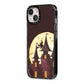 Halloween Haunted House iPhone 13 Black Impact Case Side Angle on Silver phone