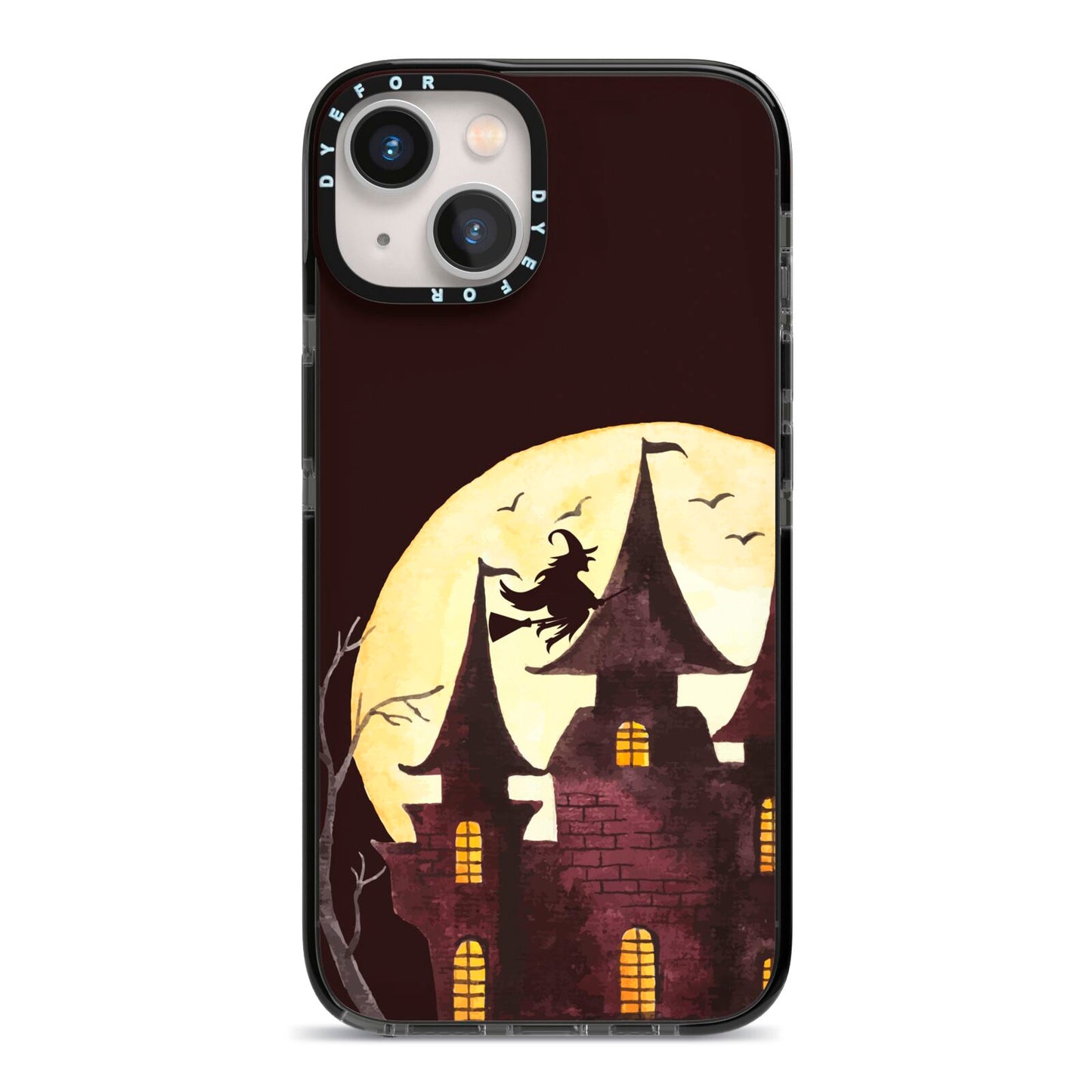 Halloween Haunted House iPhone 13 Black Impact Case on Silver phone
