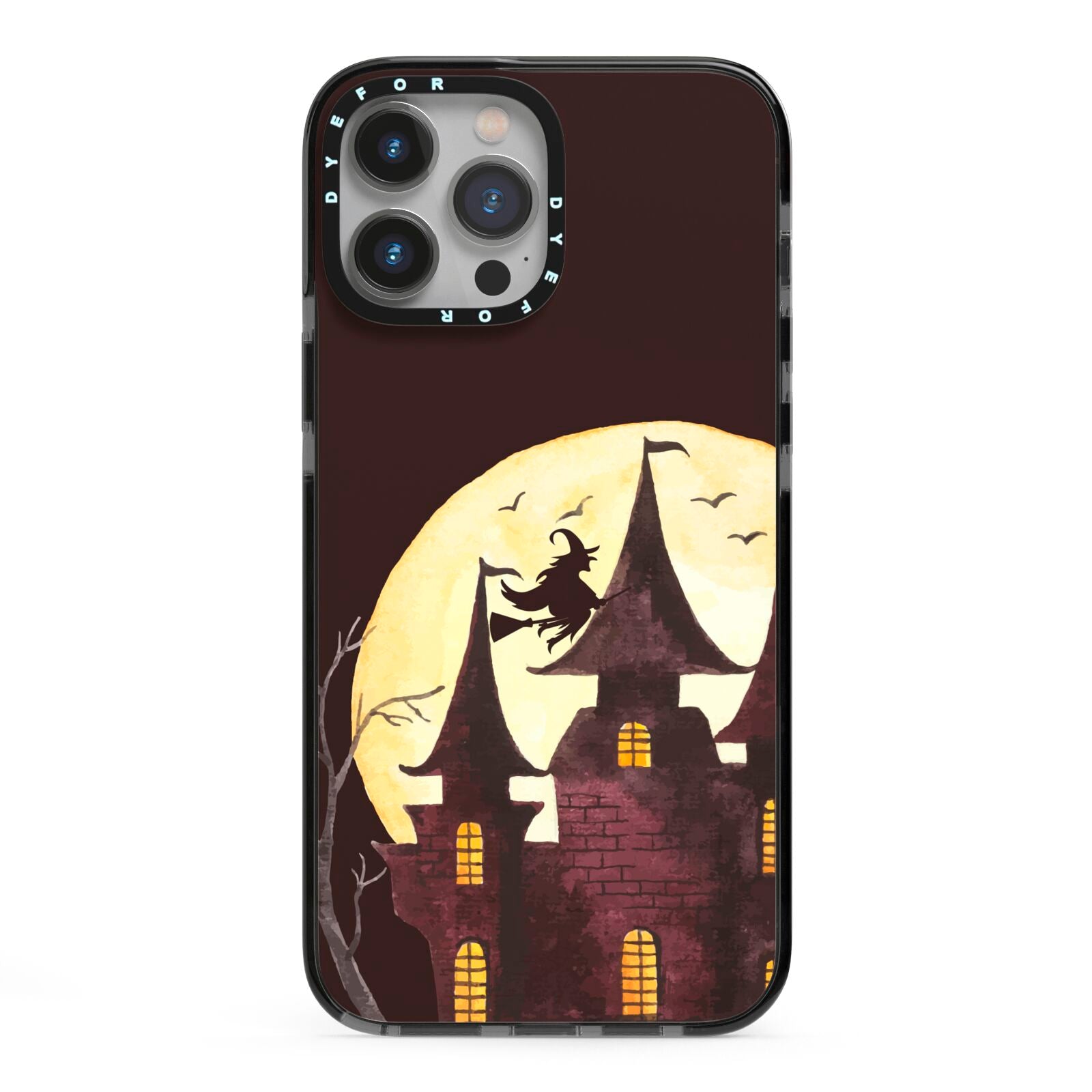 Halloween Haunted House iPhone 13 Pro Max Black Impact Case on Silver phone