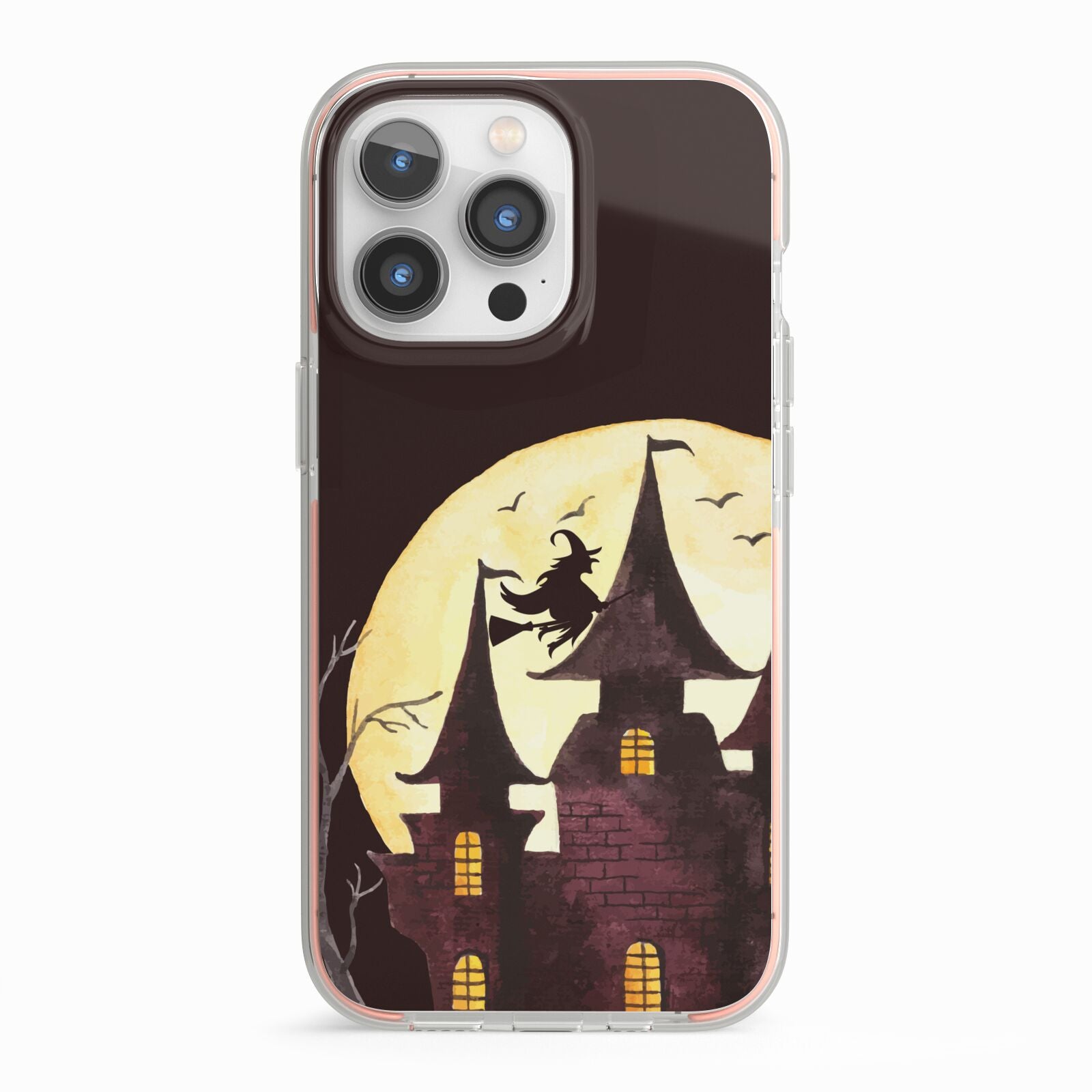 Halloween Haunted House iPhone 13 Pro TPU Impact Case with Pink Edges