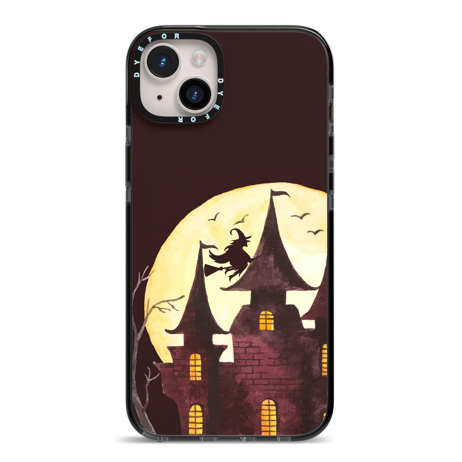 Halloween Haunted House iPhone 14 Plus Black Impact Case on Silver phone