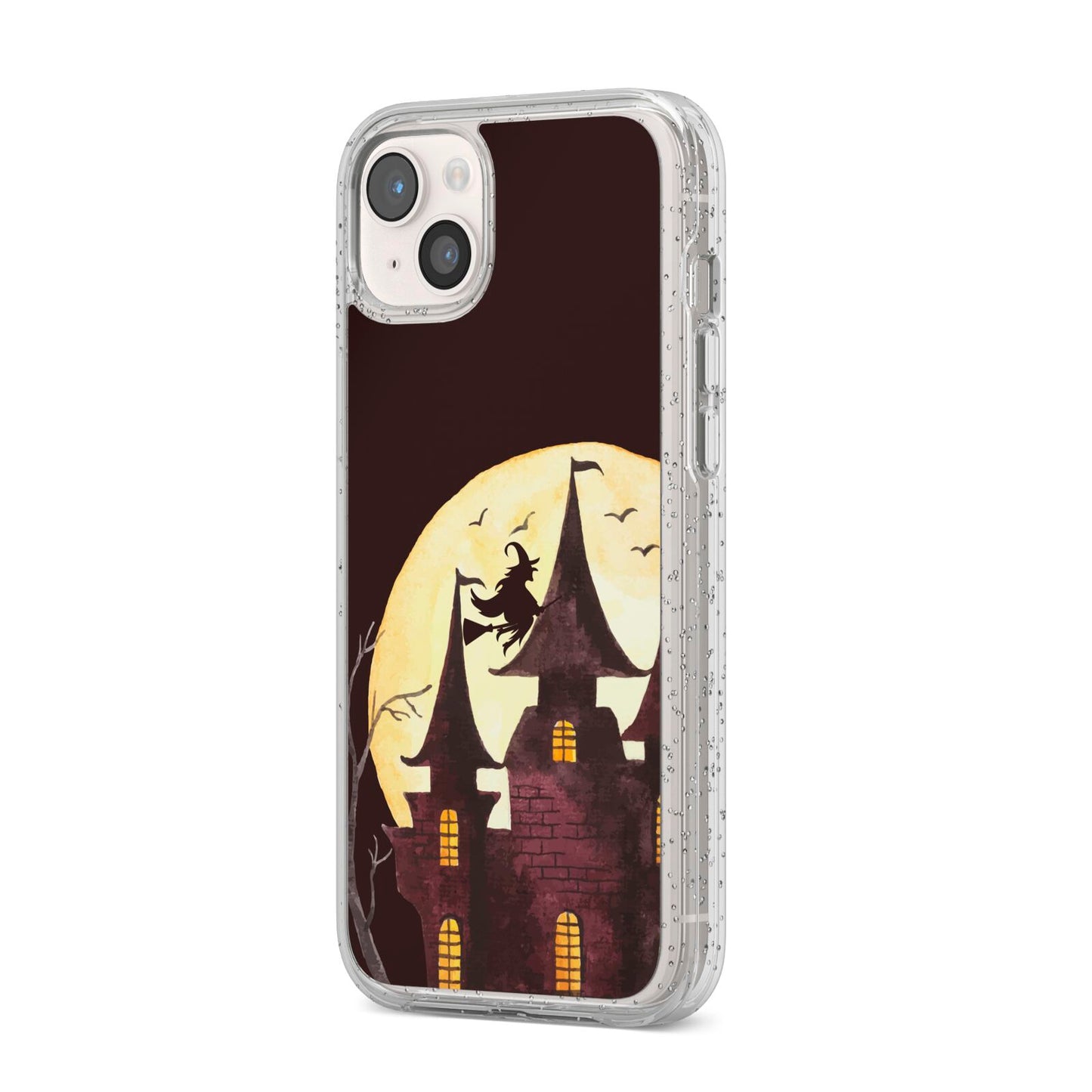 Halloween Haunted House iPhone 14 Plus Glitter Tough Case Starlight Angled Image
