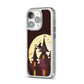 Halloween Haunted House iPhone 14 Pro Clear Tough Case Silver Angled Image