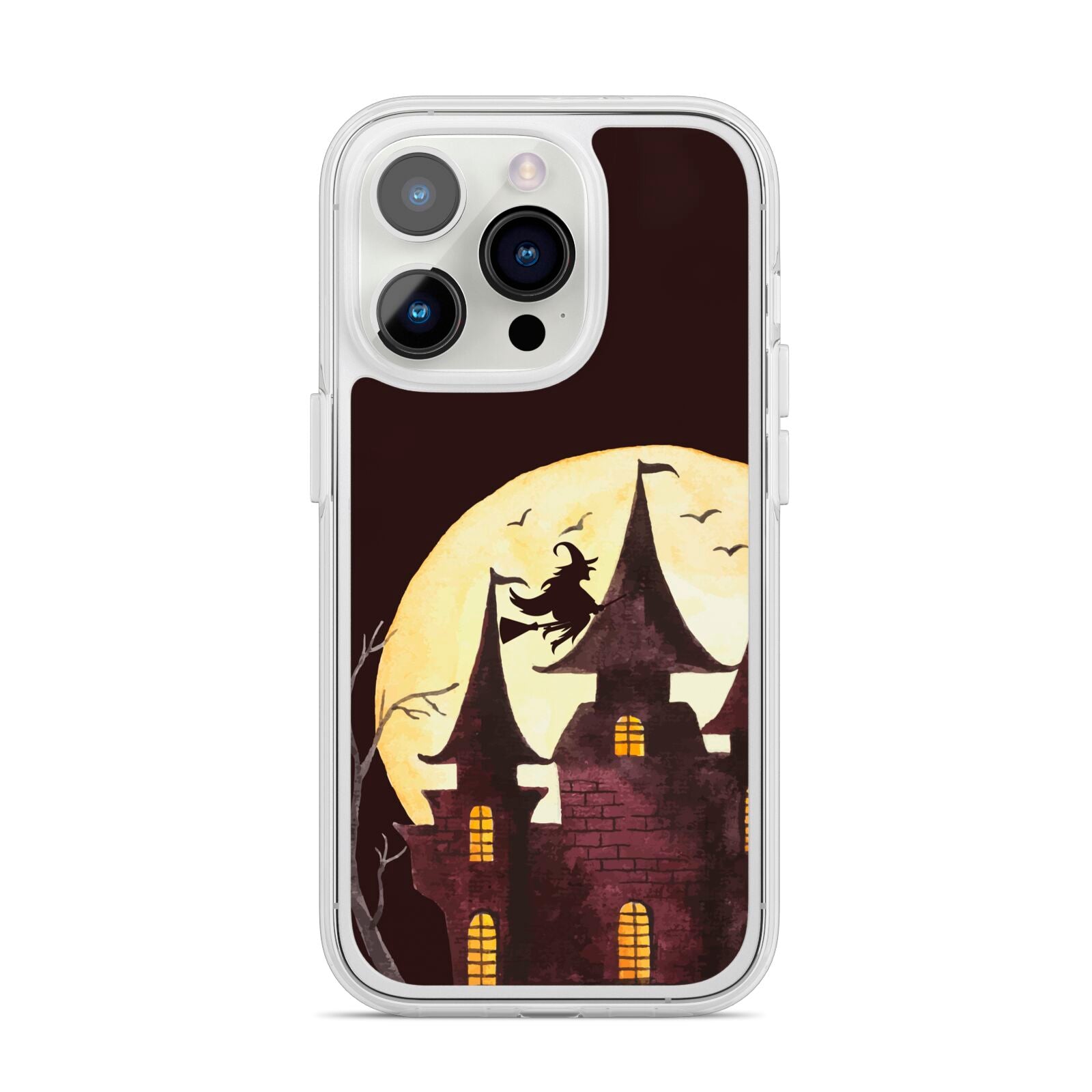 Halloween Haunted House iPhone 14 Pro Clear Tough Case Silver