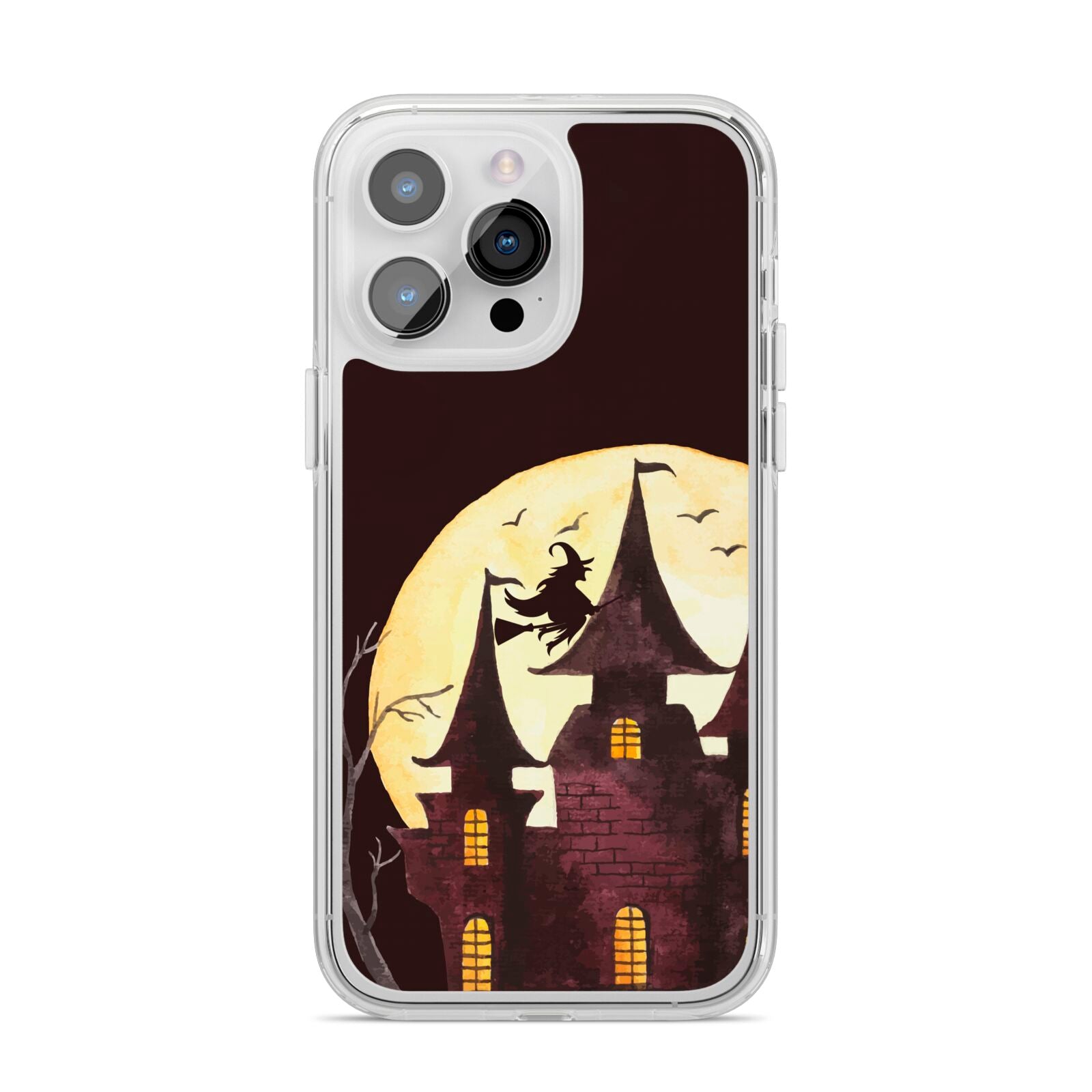 Halloween Haunted House iPhone 14 Pro Max Clear Tough Case Silver
