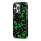 Halloween Monster iPhone 13 Pro Black Impact Case Side Angle on Silver phone