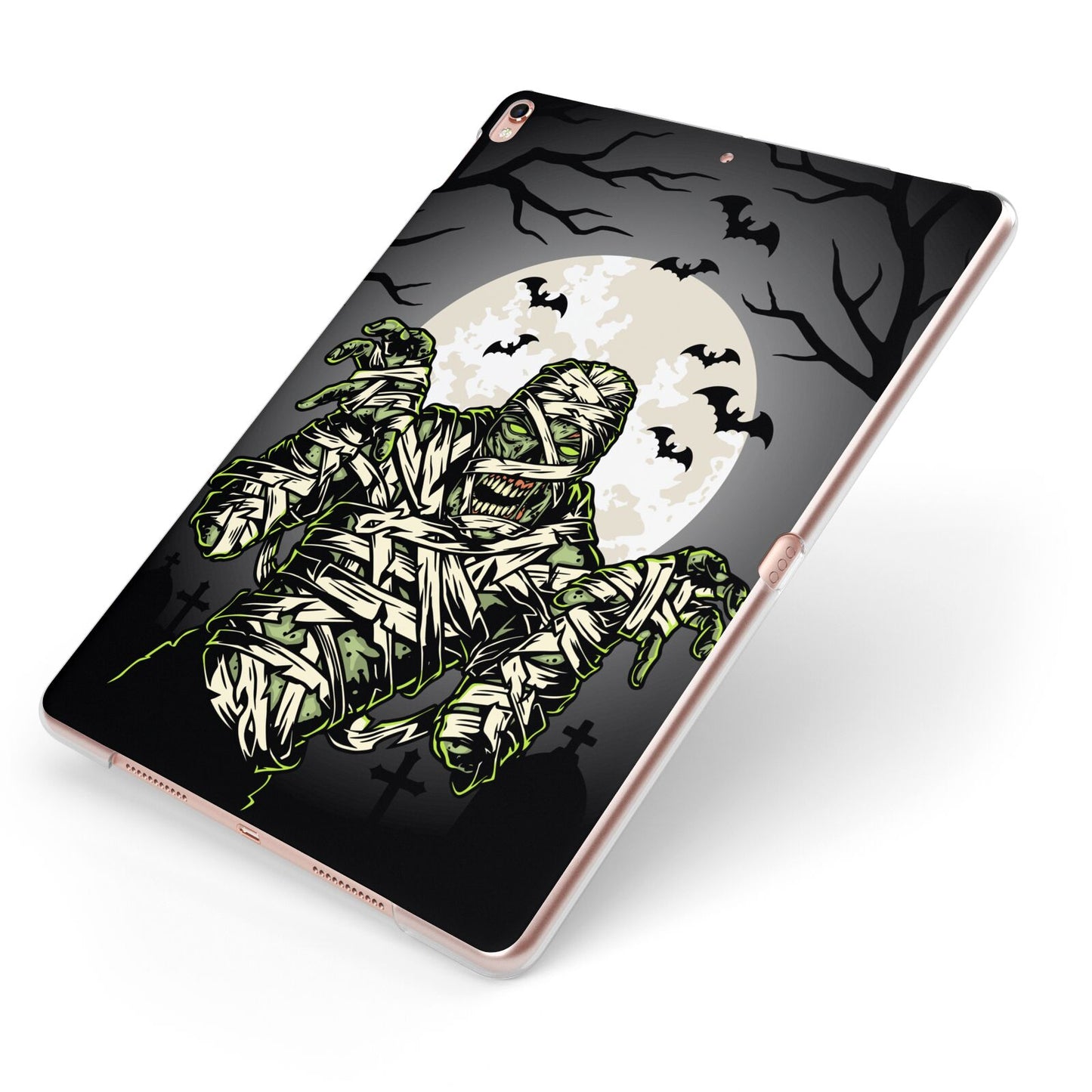 Halloween Mummy Apple iPad Case on Rose Gold iPad Side View