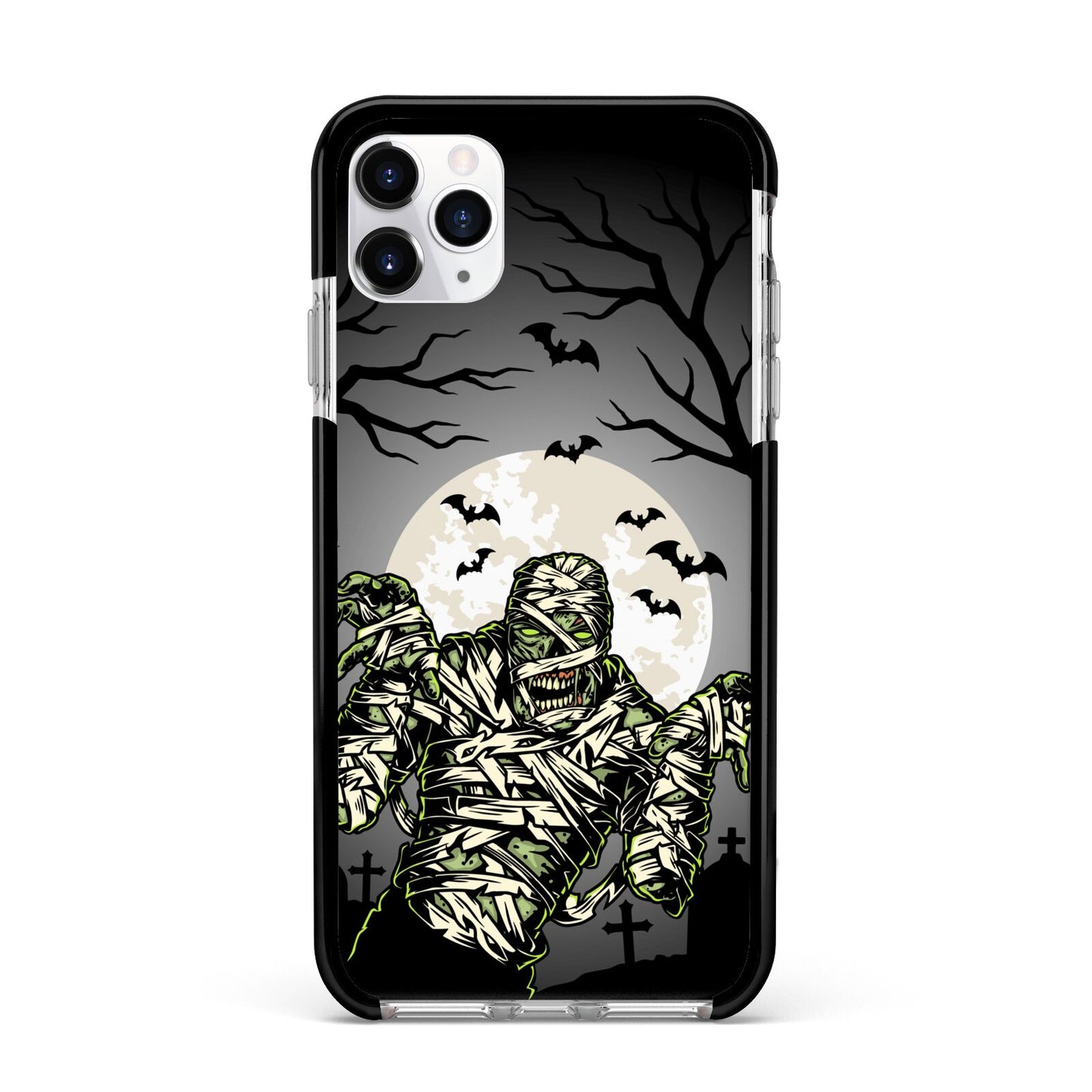 Halloween Mummy Apple iPhone 11 Pro Max in Silver with Black Impact Case