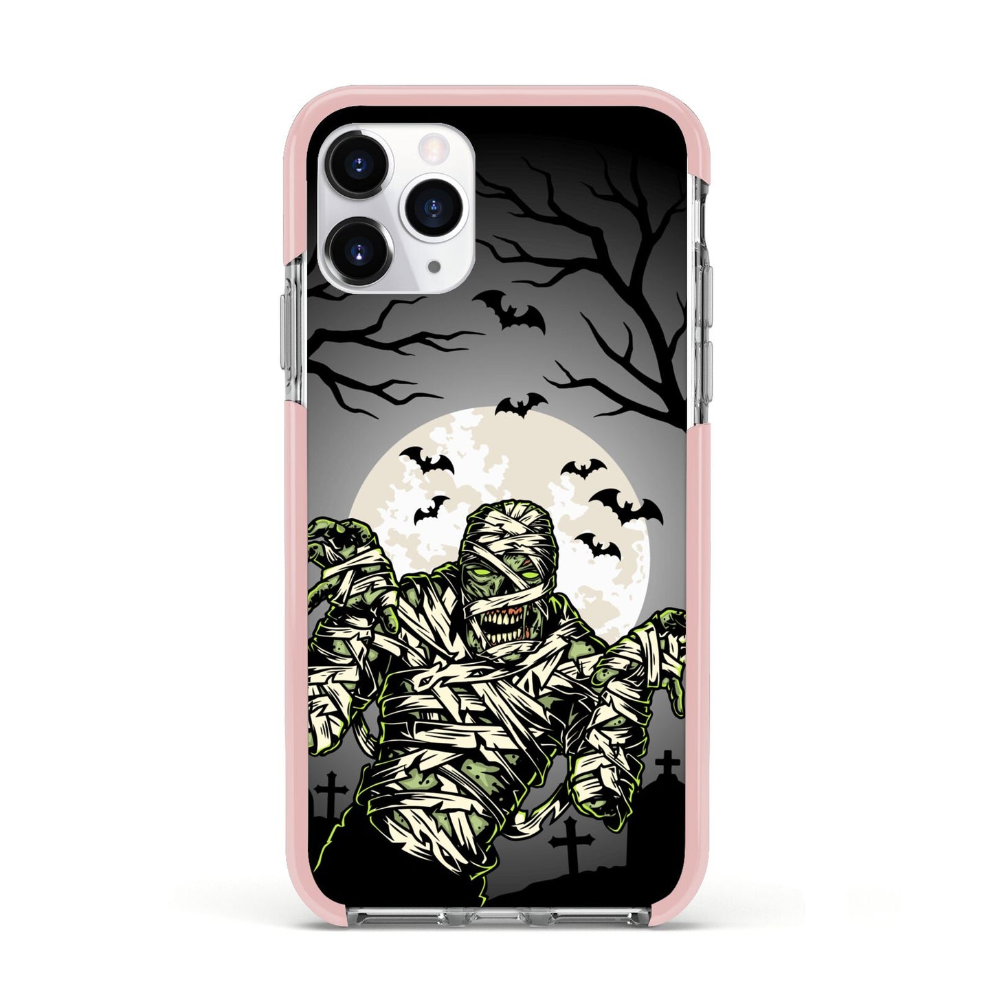 Halloween Mummy Apple iPhone 11 Pro in Silver with Pink Impact Case