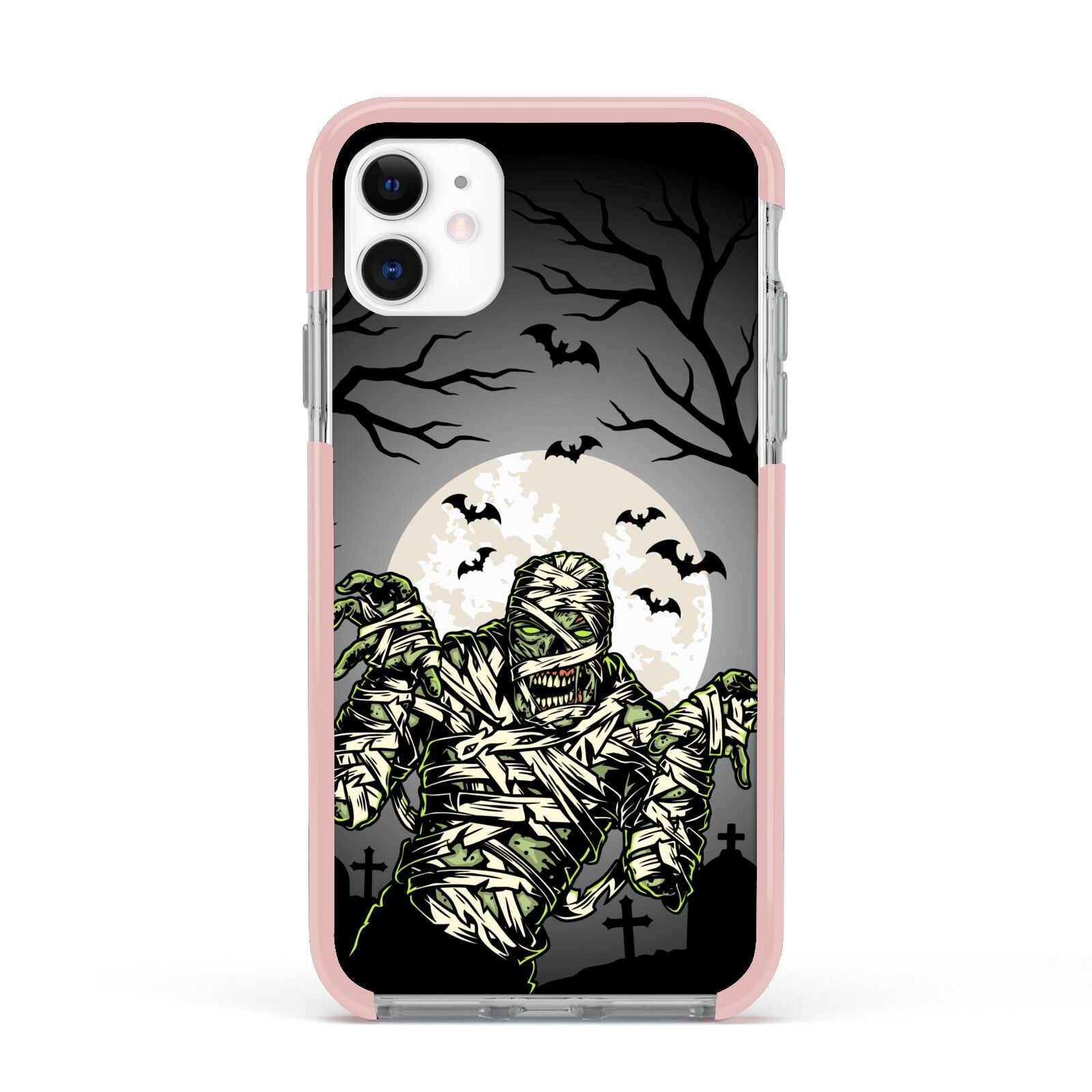 Halloween Mummy Apple iPhone 11 in White with Pink Impact Case