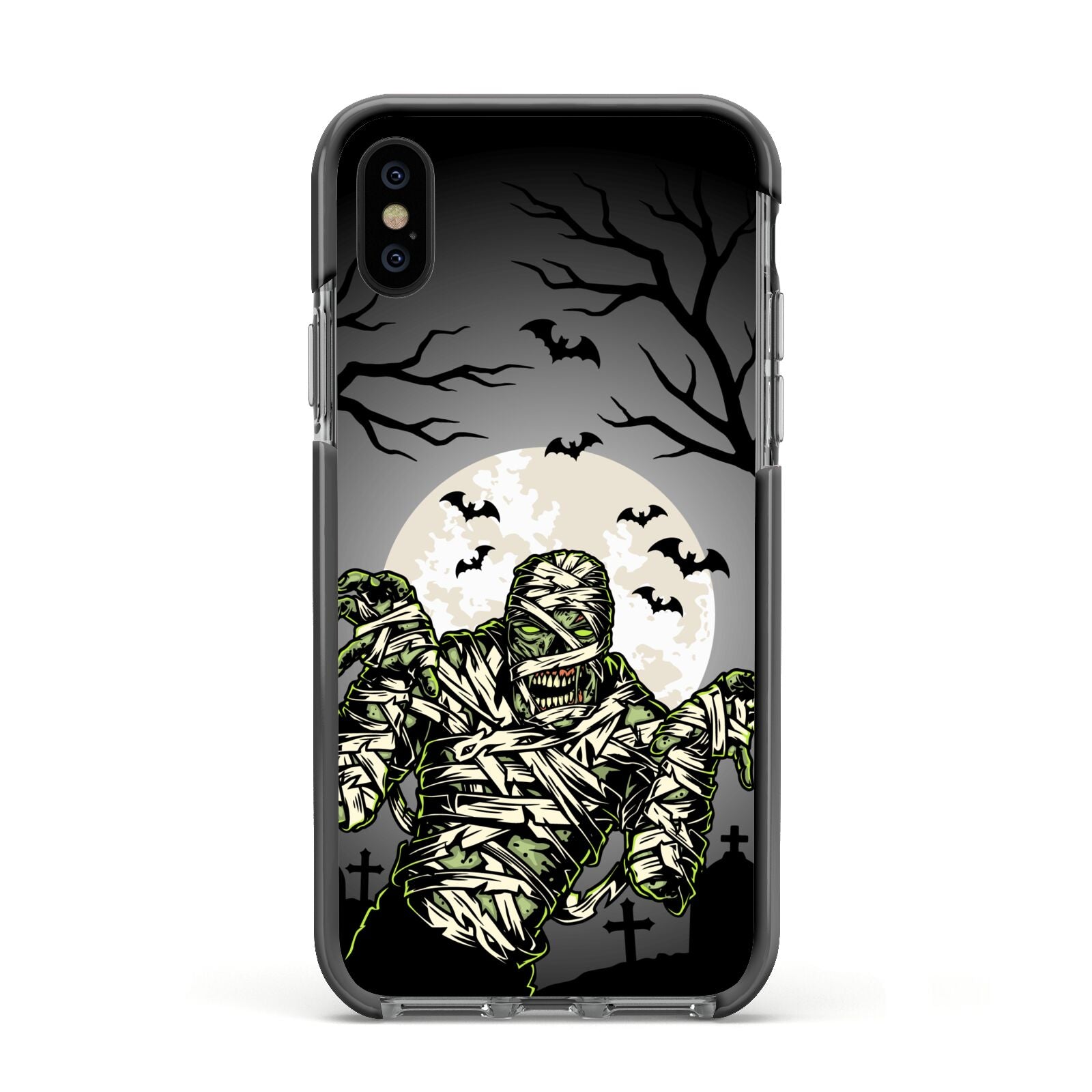 Halloween Mummy Apple iPhone Xs Impact Case Black Edge on Black Phone