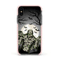 Halloween Mummy Apple iPhone Xs Impact Case Pink Edge on Black Phone