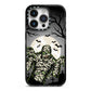 Halloween Mummy iPhone 14 Pro Black Impact Case on Silver phone