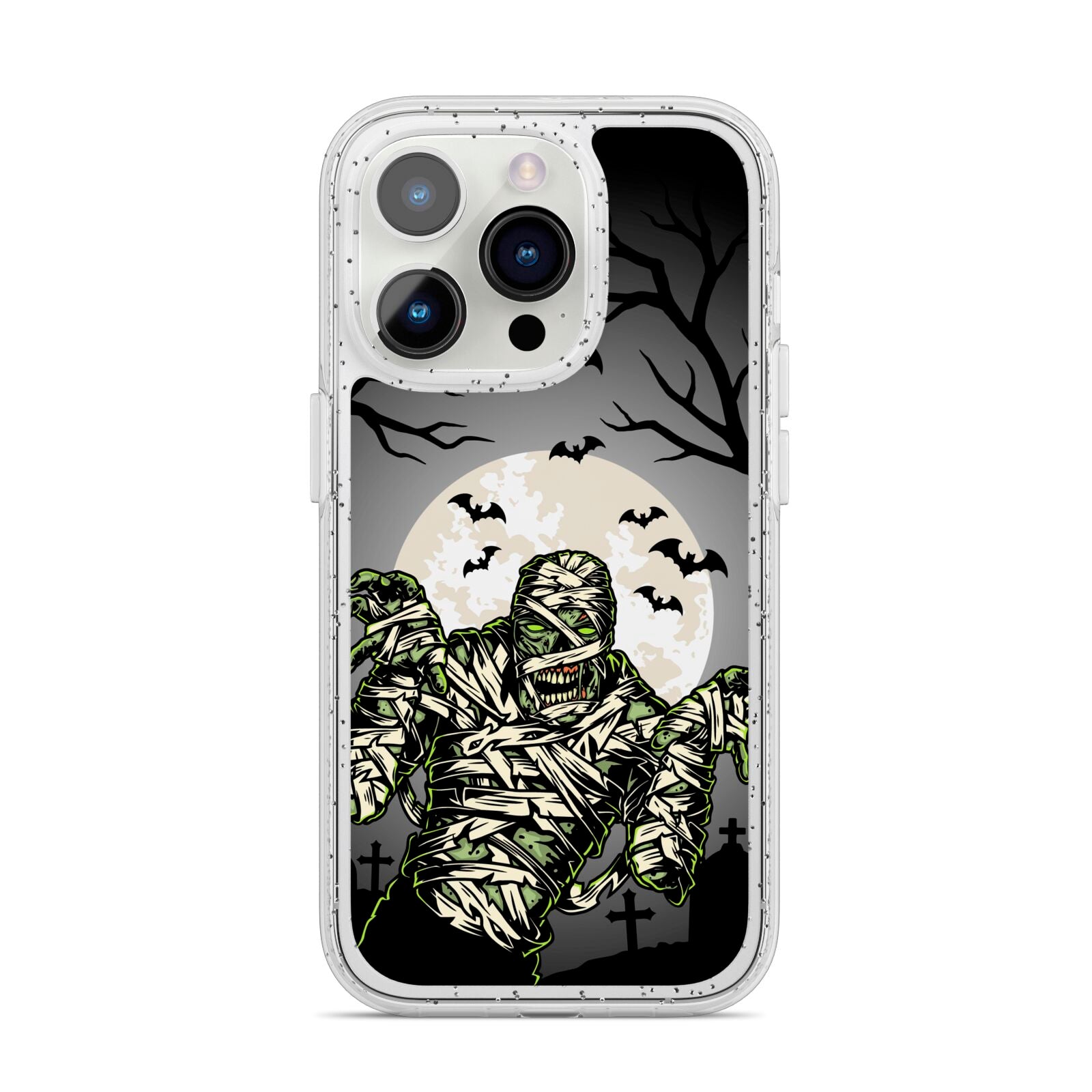Halloween Mummy iPhone 14 Pro Glitter Tough Case Silver