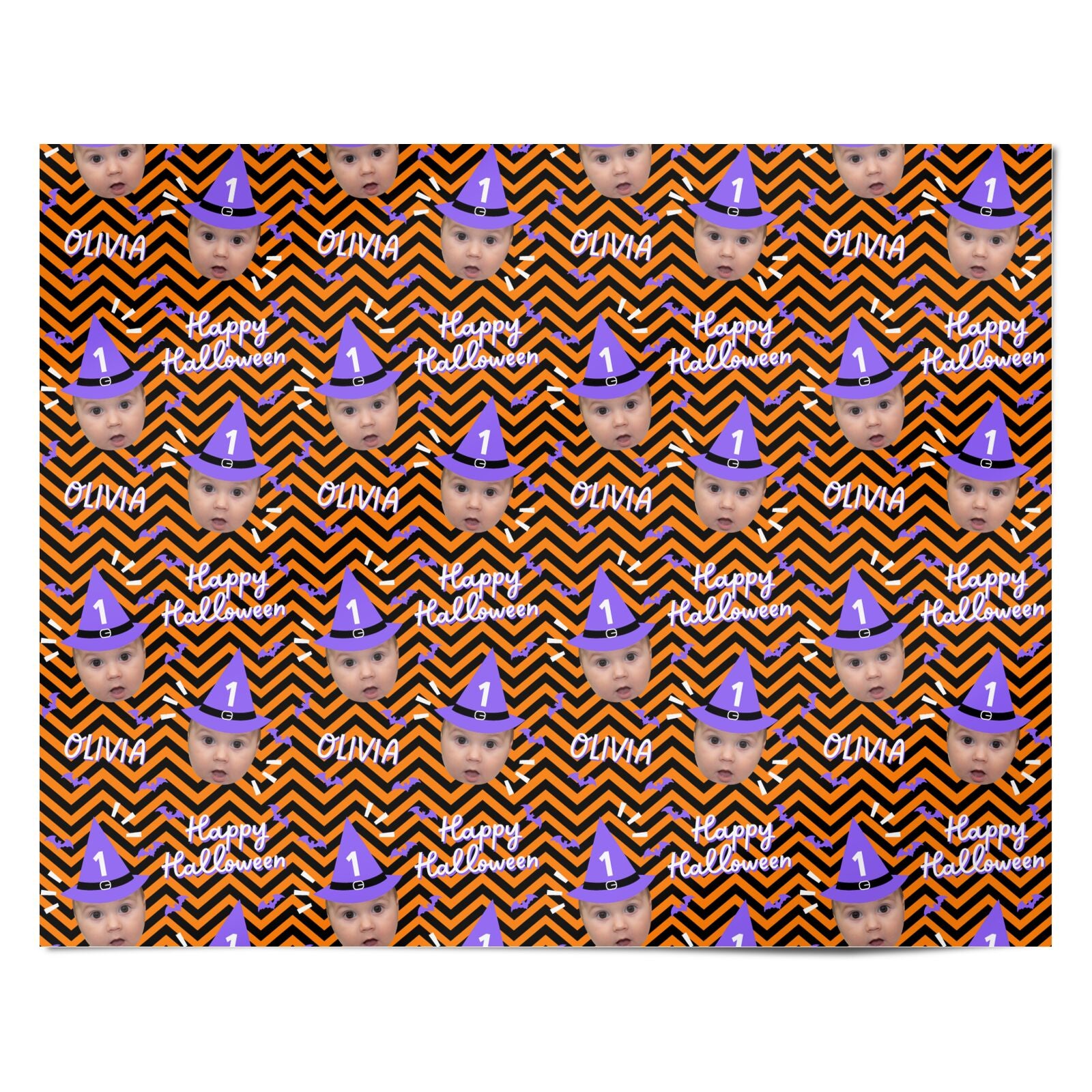 Halloween Personalised Face Personalised Wrapping Paper Alternative