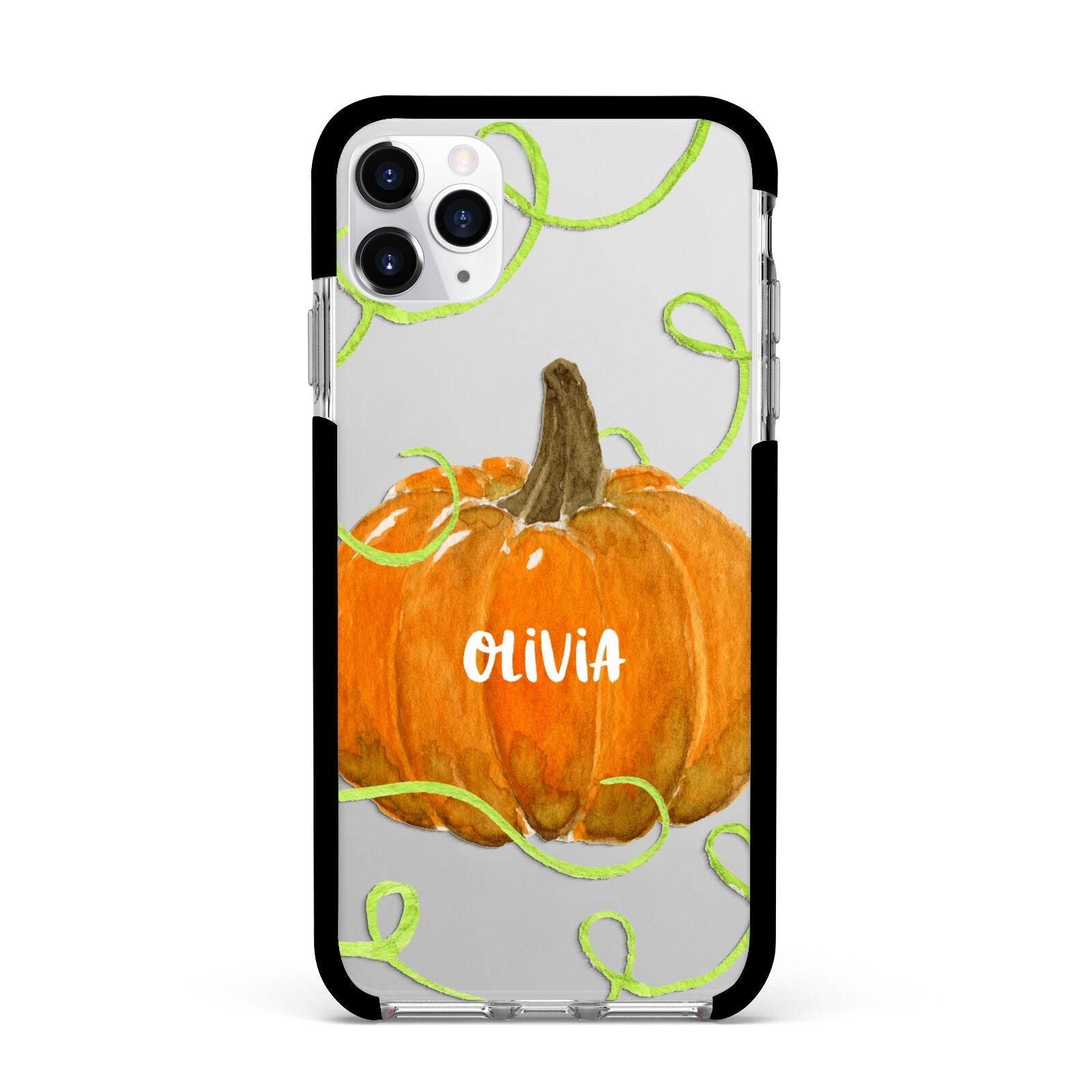 Halloween Pumpkin Personalised Apple iPhone 11 Pro Max in Silver with Black Impact Case