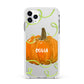 Halloween Pumpkin Personalised Apple iPhone 11 Pro Max in Silver with White Impact Case
