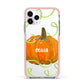 Halloween Pumpkin Personalised Apple iPhone 11 Pro in Silver with Pink Impact Case