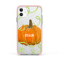 Halloween Pumpkin Personalised Apple iPhone 11 in White with Pink Impact Case
