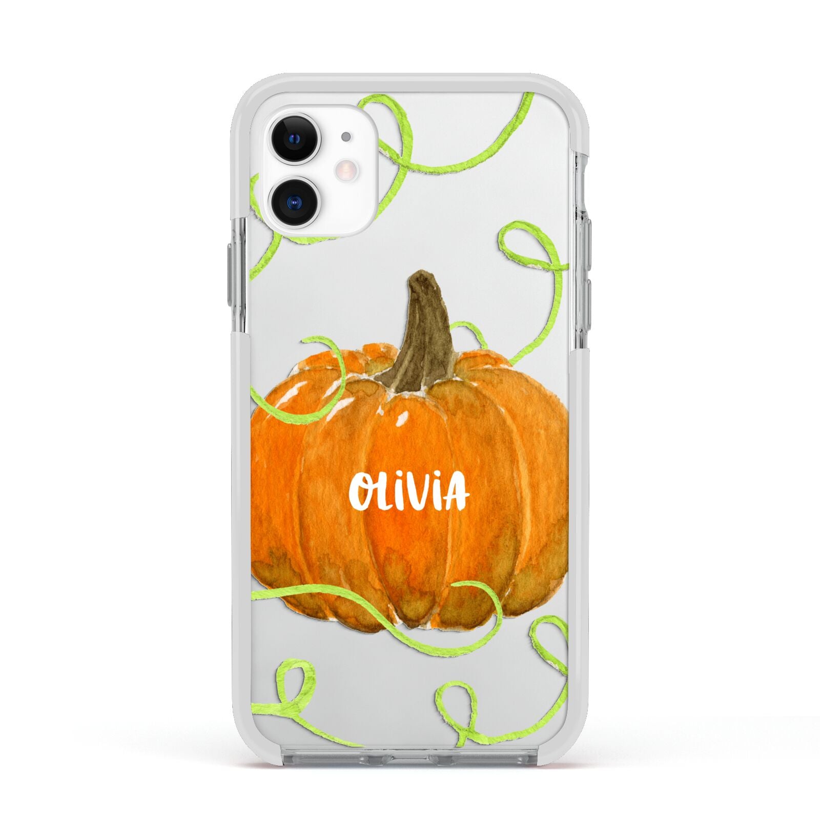 Halloween Pumpkin Personalised Apple iPhone 11 in White with White Impact Case