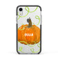 Halloween Pumpkin Personalised Apple iPhone XR Impact Case Black Edge on Silver Phone