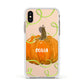 Halloween Pumpkin Personalised Apple iPhone Xs Impact Case White Edge on Gold Phone