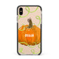 Halloween Pumpkin Personalised Apple iPhone Xs Max Impact Case Black Edge on Gold Phone