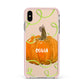 Halloween Pumpkin Personalised Apple iPhone Xs Max Impact Case Pink Edge on Gold Phone