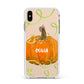 Halloween Pumpkin Personalised Apple iPhone Xs Max Impact Case White Edge on Gold Phone