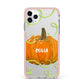 Halloween Pumpkin Personalised iPhone 11 Pro Max Impact Pink Edge Case