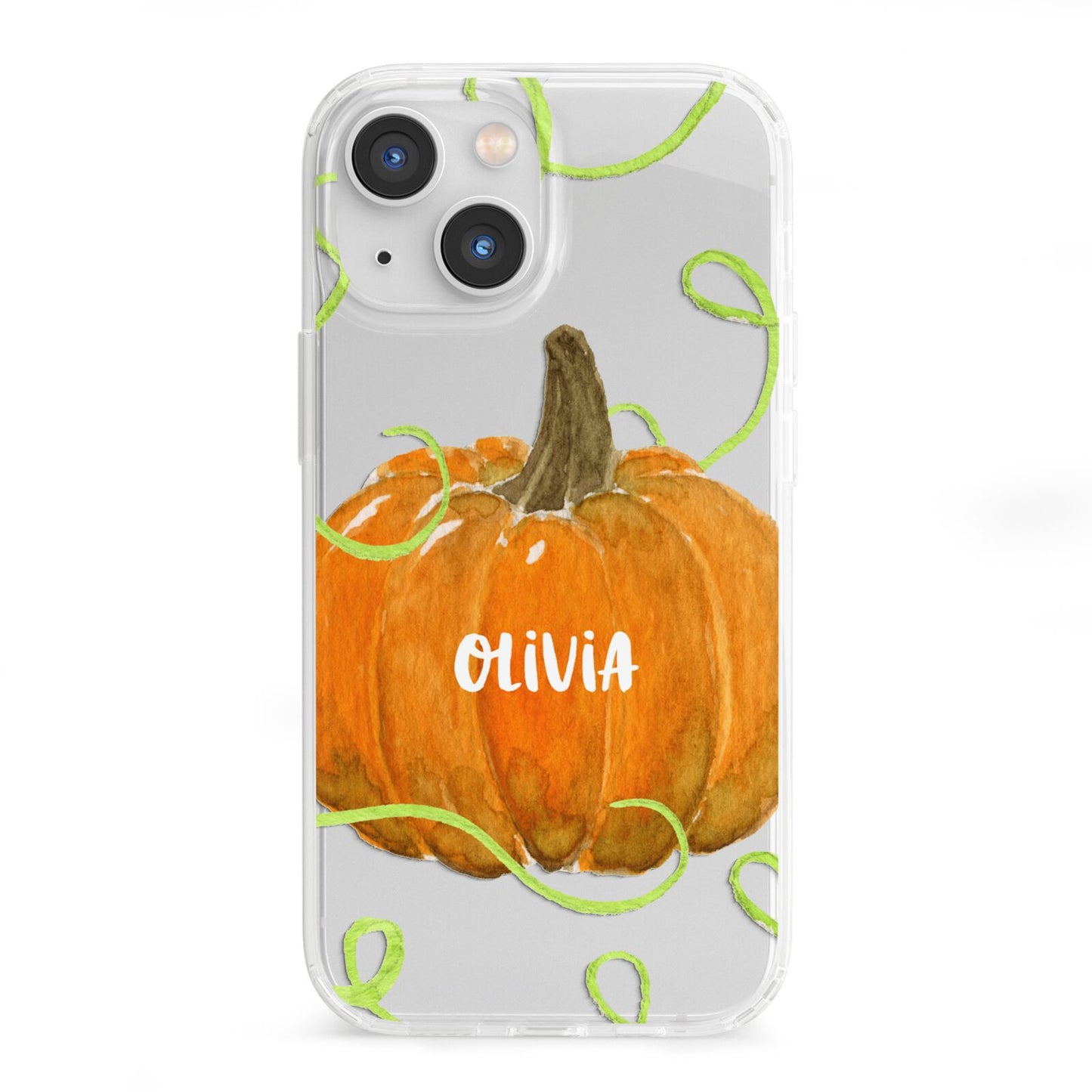 Halloween Pumpkin Personalised iPhone 13 Mini Clear Bumper Case