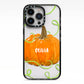 Halloween Pumpkin Personalised iPhone 13 Pro Black Impact Case on Silver phone